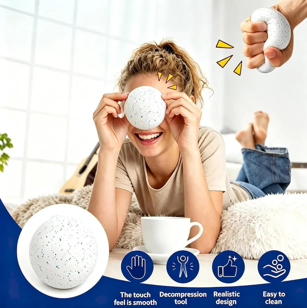 Premium Snowball Stress Ball.Stretchy Fidget Toys for Anxiety Relief Squishy Toys.Realistic Snowball Squeeze Toy for Adults Stress Relief (Snowball 01) : Toys & Games - Image 3
