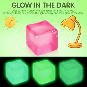 Alternative view of Premium 4 Pcs Stress Cube Glow in The Dark. Slow Rising Squishy Fidget Toys for Adults Teens Boys Girls Anxiety Relief Squeeze Stress Balls Sensory Toys for Kids with Autism Party Favors Gifts : Toys & Games
