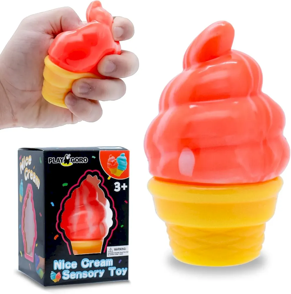 Premium Stress Relief Ice Cream Cone Squishy Toy – Play GORO Nice Cream Sensory Squeeze Fidget Toy. Soft Anti-Anxiety Toy for Kids Adults ADHD Autism : Toys & Games
