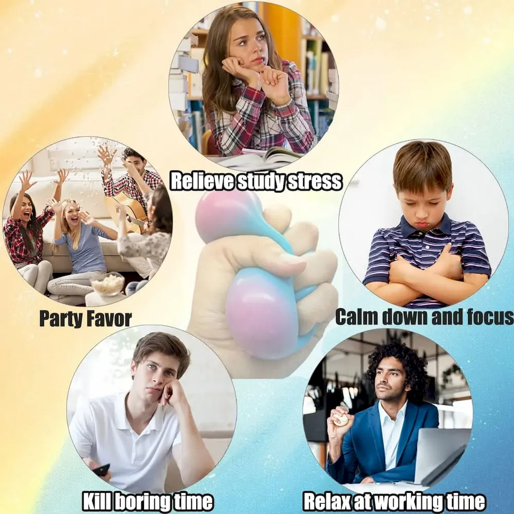 Premium Eutreec Stress Ball Toys Color Changing – Sensory Squeeze Toys Squishy Balls for Teens Kids and Adults Stress Relief Balls for Easter Stocking Party Bundle – 4 Pack(Green/Yellow/Blue/Pink) : Toys & Games - Image 6