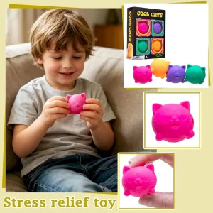Alternative view of Premium 4PCS Cool Cats Squishy. Squeeze&Play Stress Relief Sensory Fidget Toys Stress Balls. Slow Rising Mini Cool Cat Squishy Portable Toys for Autism. ADHD. Party Favors Gifts (#01) : Toys & Games