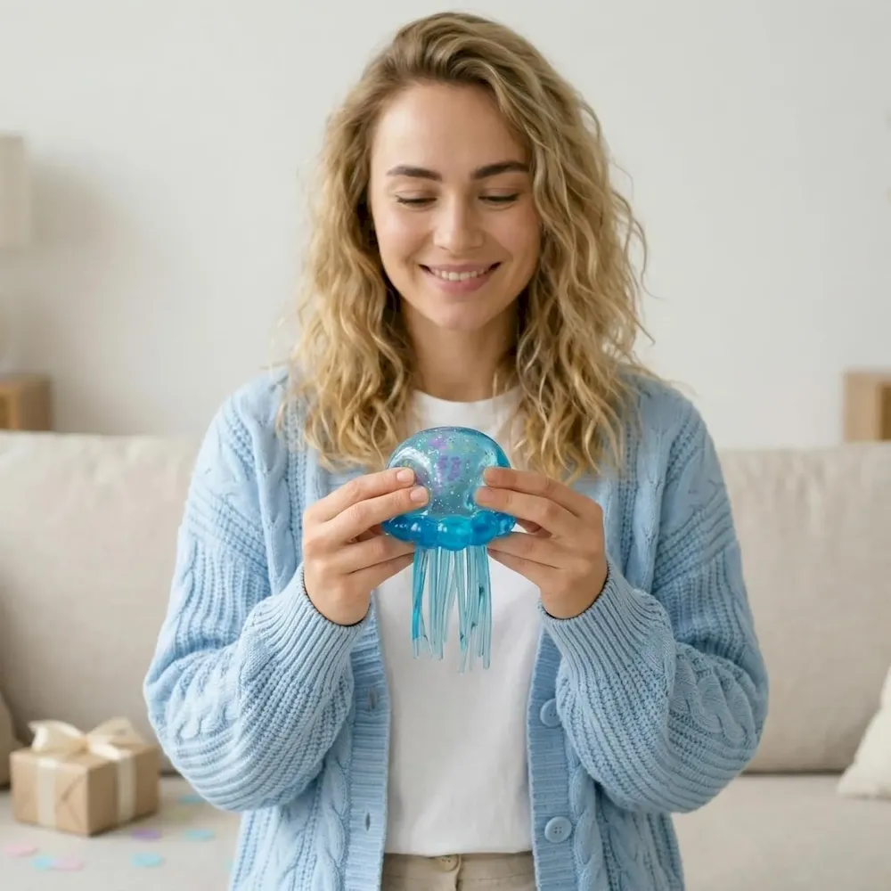 Premium Jellyfish-Shaped Squeeze Toy. Slow-Rebound Stress-Relieving Ball. Soft and Elastic Sensory Stress-Relieving Toy. Squeezing Toys can Effectively Relieve Anxiety and Stress ((Blue)) : Toys & Games - Image 3