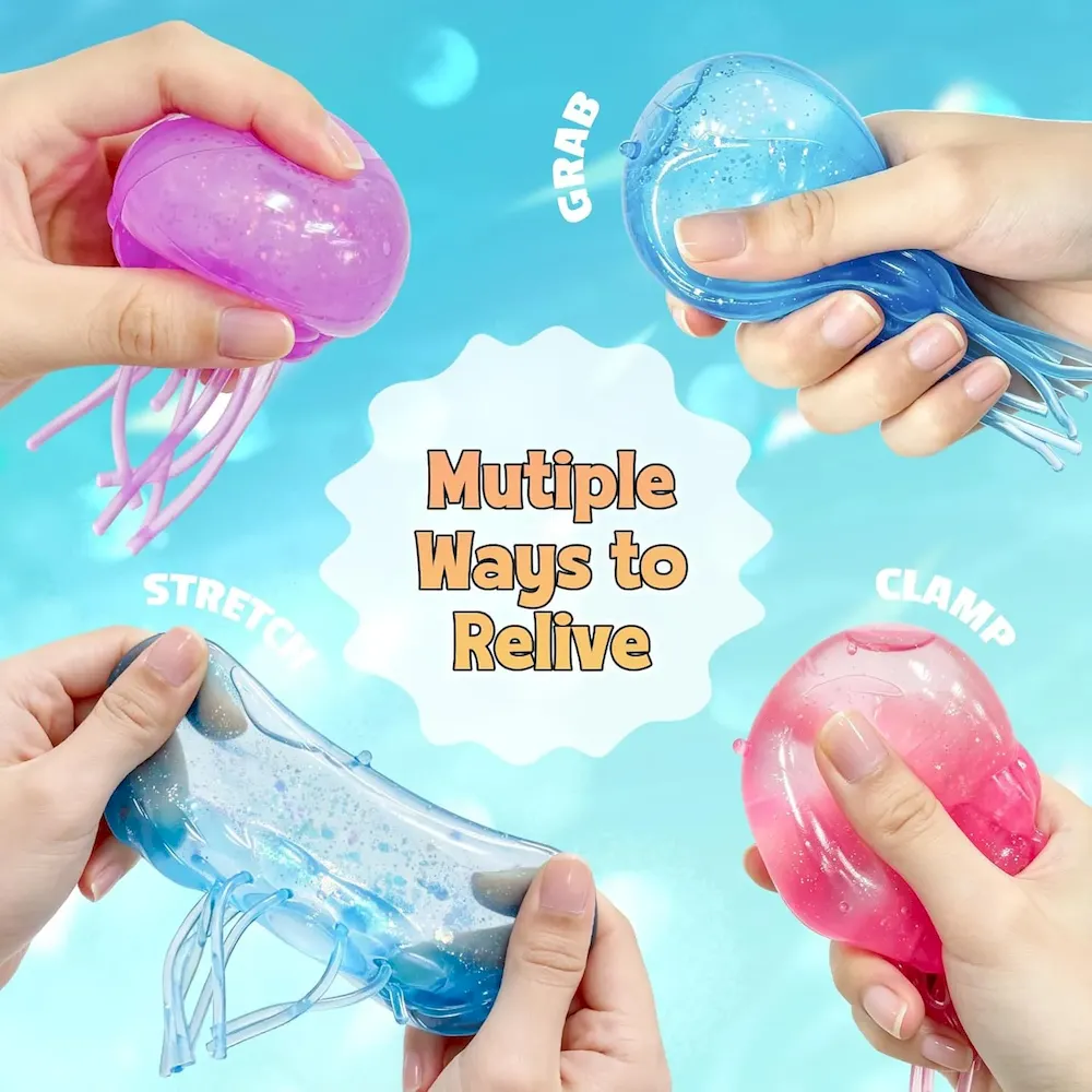 Premium Jellyfish Squeeze Toy.2.16inch Jellyfish Squishy Malt Sugar Balls Filled Squishy Sensory Fidget Toy.Ultra Soft Moldable Slow Rise Stress Relief Toy for Adults Anxiety Relief(Purple) : Grocery & Gourmet Food - Image 4