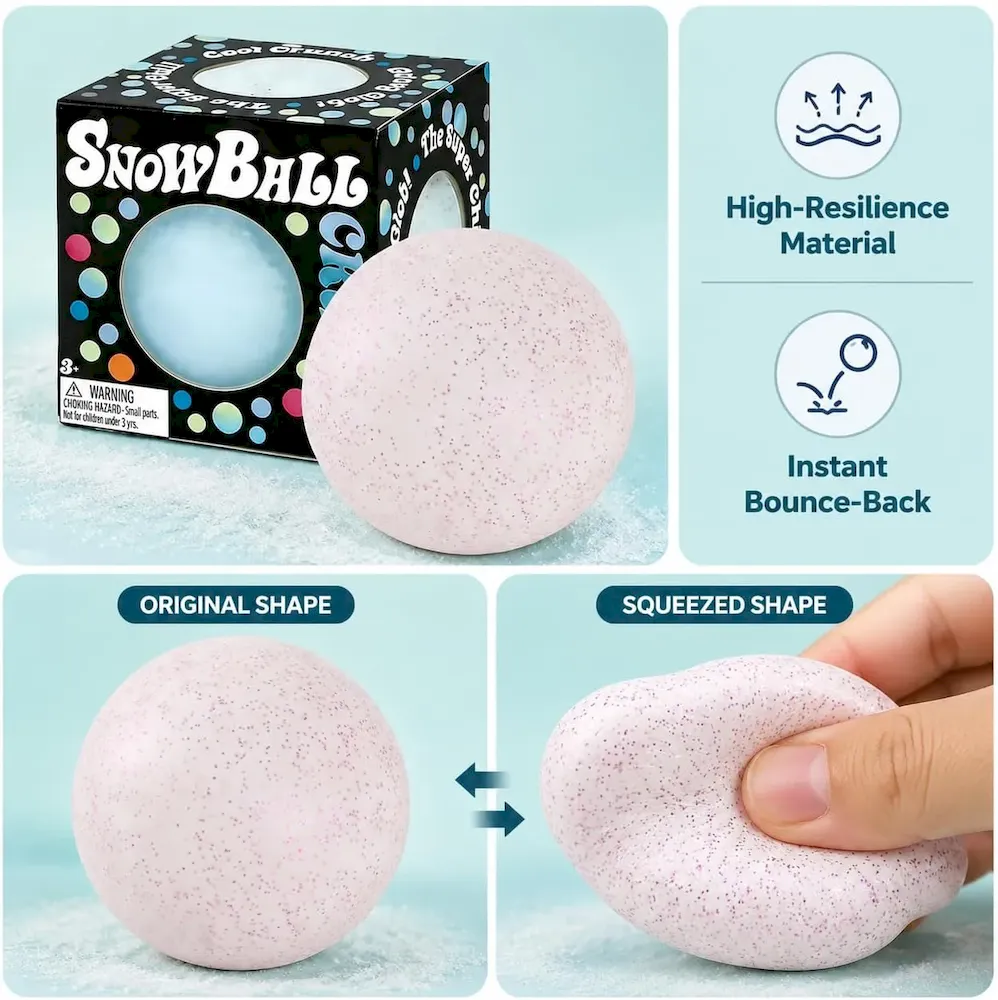 Premium Snowball Stress Relief. Squeeze Fidget Ball for Adults.Slow Rise Portable Desk Ball.Relaxation & Daily Calm Gifts : Toys & Games - Image 4