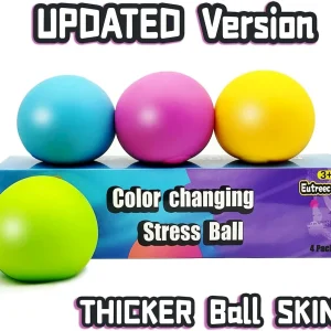 Alternative view of Premium Eutreec Stress Ball Toys Color Changing – Sensory Squeeze Toys Squishy Balls for Teens Kids and Adults Stress Relief Balls for Easter Stocking Party Bundle – 4 Pack(Green/Yellow/Blue/Pink) : Toys & Games