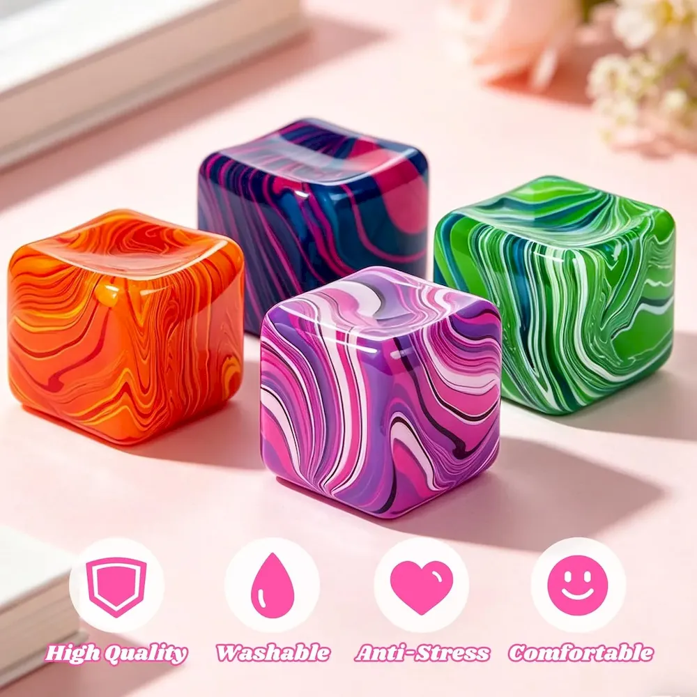 Premium Fidget Toys. Stress Cube.1.97 inch Swirl Stress Cube Squishy Toys. Swirl Cubes Squishies for for Anxiety Stress Relief & Easter Basket Suffers Classroom Prizes (Orange) : Toys & Games - Image 5