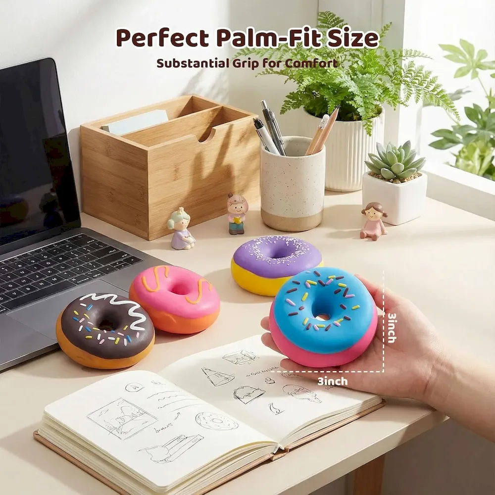 Premium LovesTown 4PCS Donut Stress Ball – Artificial Donut Sensory Toys for Birthday Party Favors. Photo Props & Display : Toys & Games - Image 3