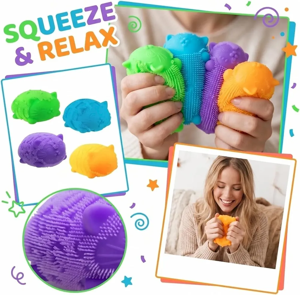Premium Cool Cat Squeeze Squishy. Cute Cat Stress Fuzz Ball. Slow Rise Sensory Fidget Balls.Sensory Stress Ball Relief (Blue) : Toys & Games - Image 2