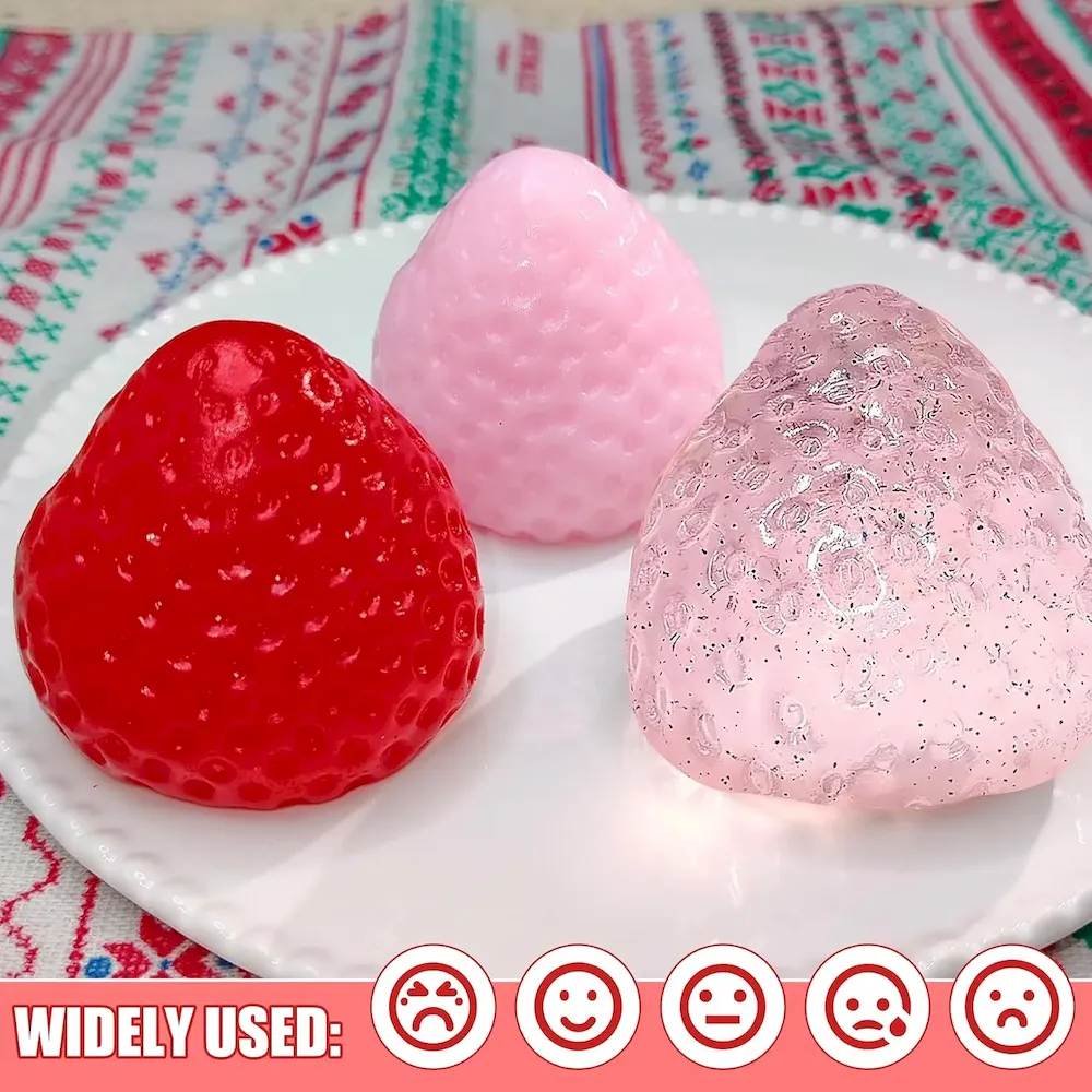 Premium 3Pcs Big Taba Squishies Strawberry. Cute Strawberry Squeeze Toys. Upgrade Fruit Squishies. Kawaii Sticky Stress Toy. Clear Fidget Toys. Valentines Gift for Kids. Teen Boys Girls Birthday Gift Ideas : Toys & Games - Image 5