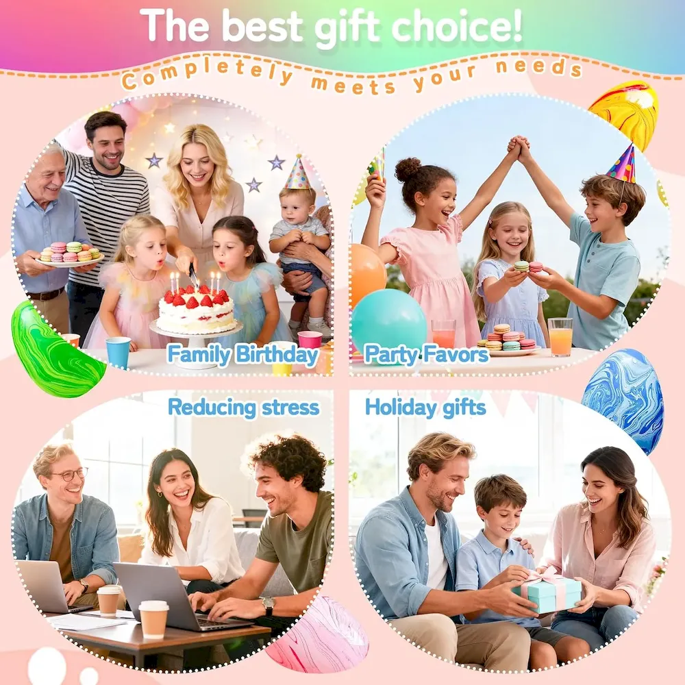 Premium 4Pack Easter Eggs Squishy Fidget Toys Squeeze Toys for Kids Girls Boys Colorful Marbled Squishy Balls Stress Balls Easter Egg Fillers Stress Relief Sensory Toys Anxiety Relief : Home & Kitchen - Image 7