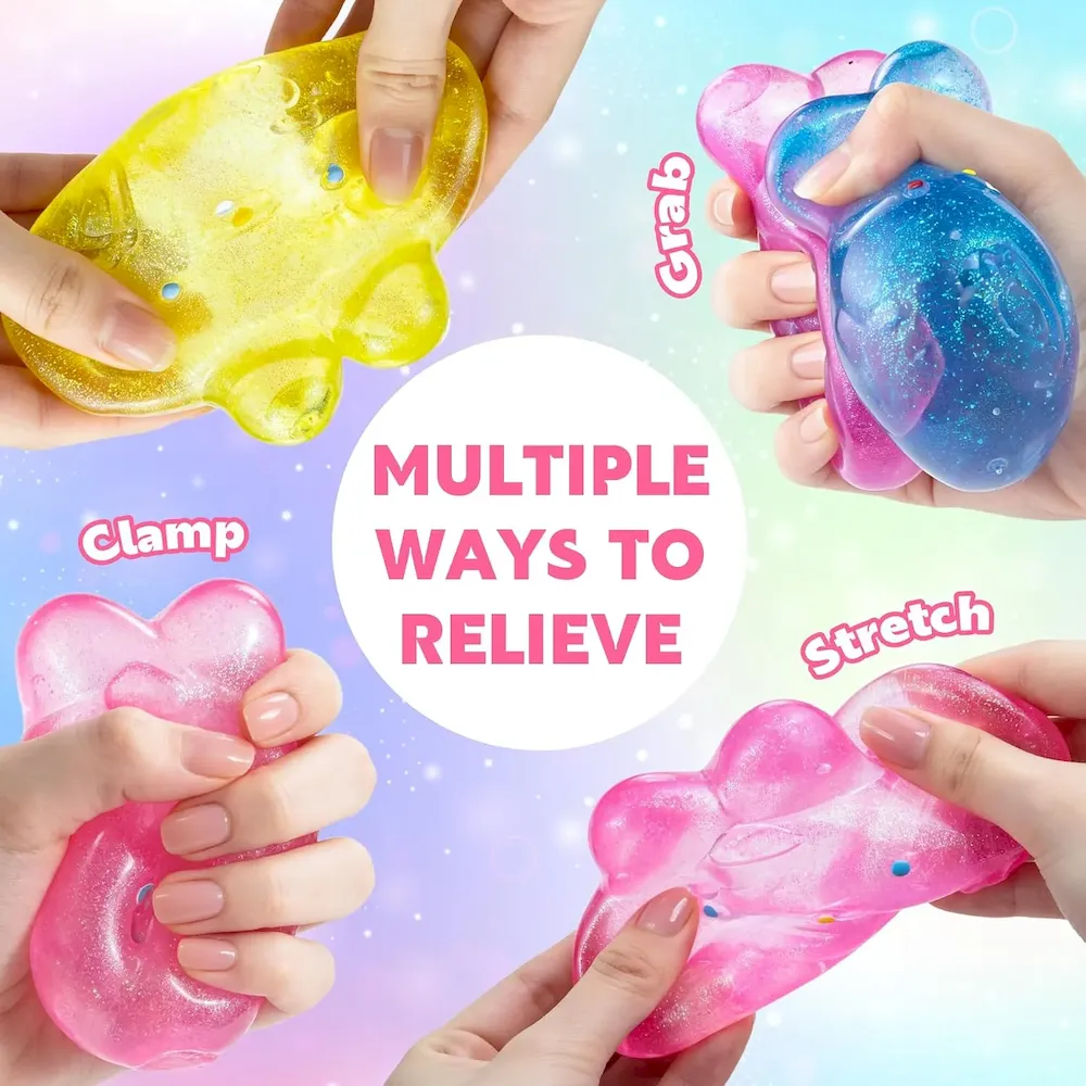 Premium Stress Relief Glitter Bunny Squeeze Toy. Bunny Stress Ball- Anxiety Calming Sensory Fidget Toy. Soft Squishy Ball for ADHD Autism. Stresss Rabbit Squishy (Blue) : Toys & Games - Image 5