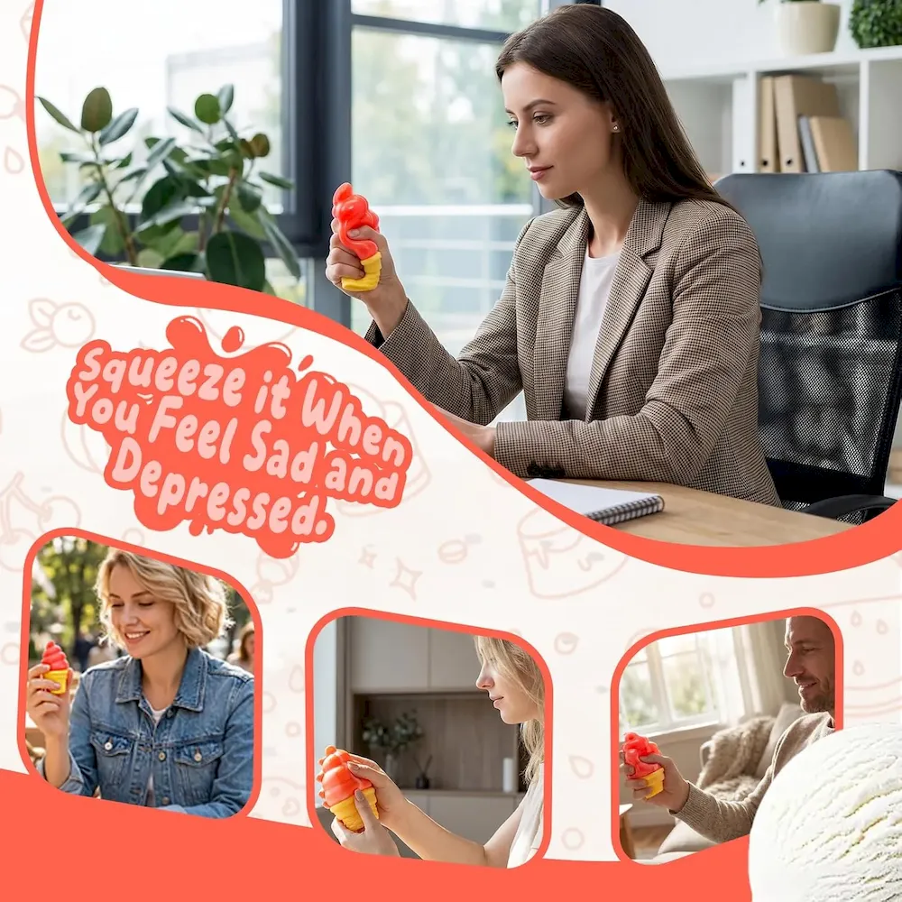 Premium Stress Relief Ice Cream Cone Squishy Toy – Play GORO Nice Cream Sensory Squeeze Fidget Toy. Soft Anti-Anxiety Toy for Kids Adults ADHD Autism : Toys & Games - Image 5