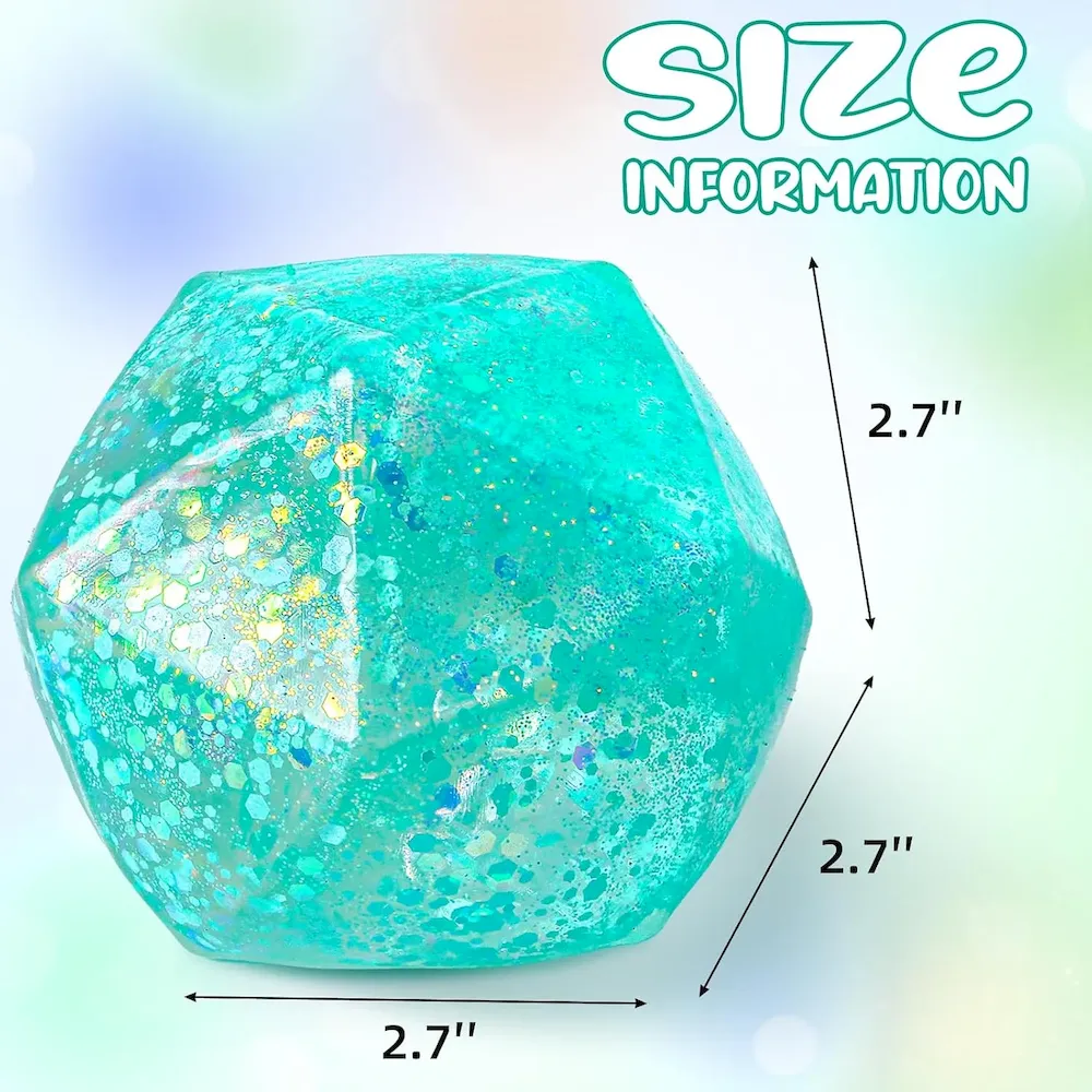 Premium Stress Cube Squishy Stress Balls for Adults and Kids. Ice Squishy Sugar Stress Ball Sensory Fidget Toys. Slow Rise Squeeze Cube for Anxiety Relief. Malt Sugar Stress Cube for Hand Exercise (Cyan) : Toys & Games - Image 3