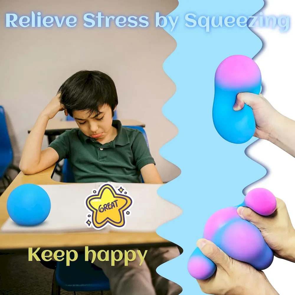 Premium Giant Squishy Stress Balls for Kids and Adults. 4-inch Jumbo Squeeze Balls. Stretchy Dough Stress Ball Squishy Toys for Kids Party Favors. Sensory Toys | Blue Color Changing Stress Relief Balls : Toys & Games - Image 5