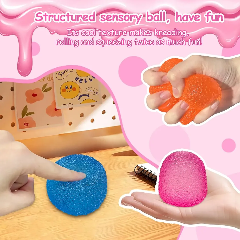 Premium Stress Balls-Gumdrop Squishy Stress for Kids and Adults. Super Solid Squeeze Ball. Sensory for Stress Relief. Birthday. Easter Basket Stuffers and Party Favors(Pink) : Toys & Games - Image 2