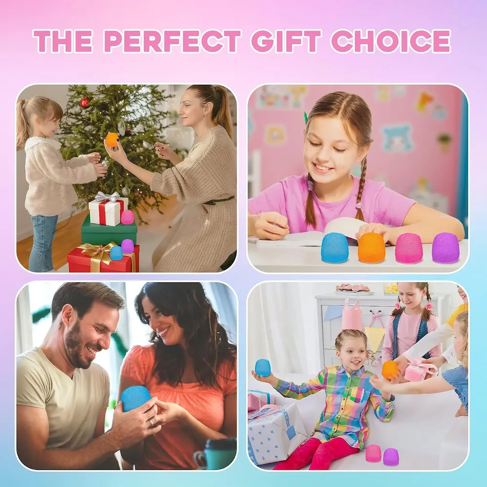 Premium Stress Balls-Gumdrop Squishy Stress for Kids and Adults. Super Solid Squeeze Ball. Sensory for Stress Relief. Birthday. Easter Basket Stuffers and Party Favors(Pink) : Toys & Games - Image 6