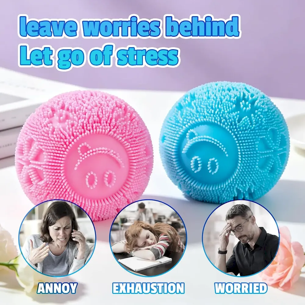 Premium Fuzz Ball Squishy Stress Ball .Fuzzball Squishy .Soft Fidget Toy for Anxiety Relief. Sensory Squishy Ball Calming Tactile Grip for Soft Stress Relief Ball for Kids and Adults (Pink) : Toys & Games - Image 6