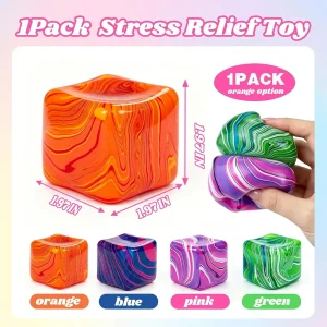 Alternative view of Premium Fidget Toys. Stress Cube.1.97 inch Swirl Stress Cube Squishy Toys. Swirl Cubes Squishies for for Anxiety Stress Relief & Easter Basket Suffers Classroom Prizes (Orange) : Toys & Games