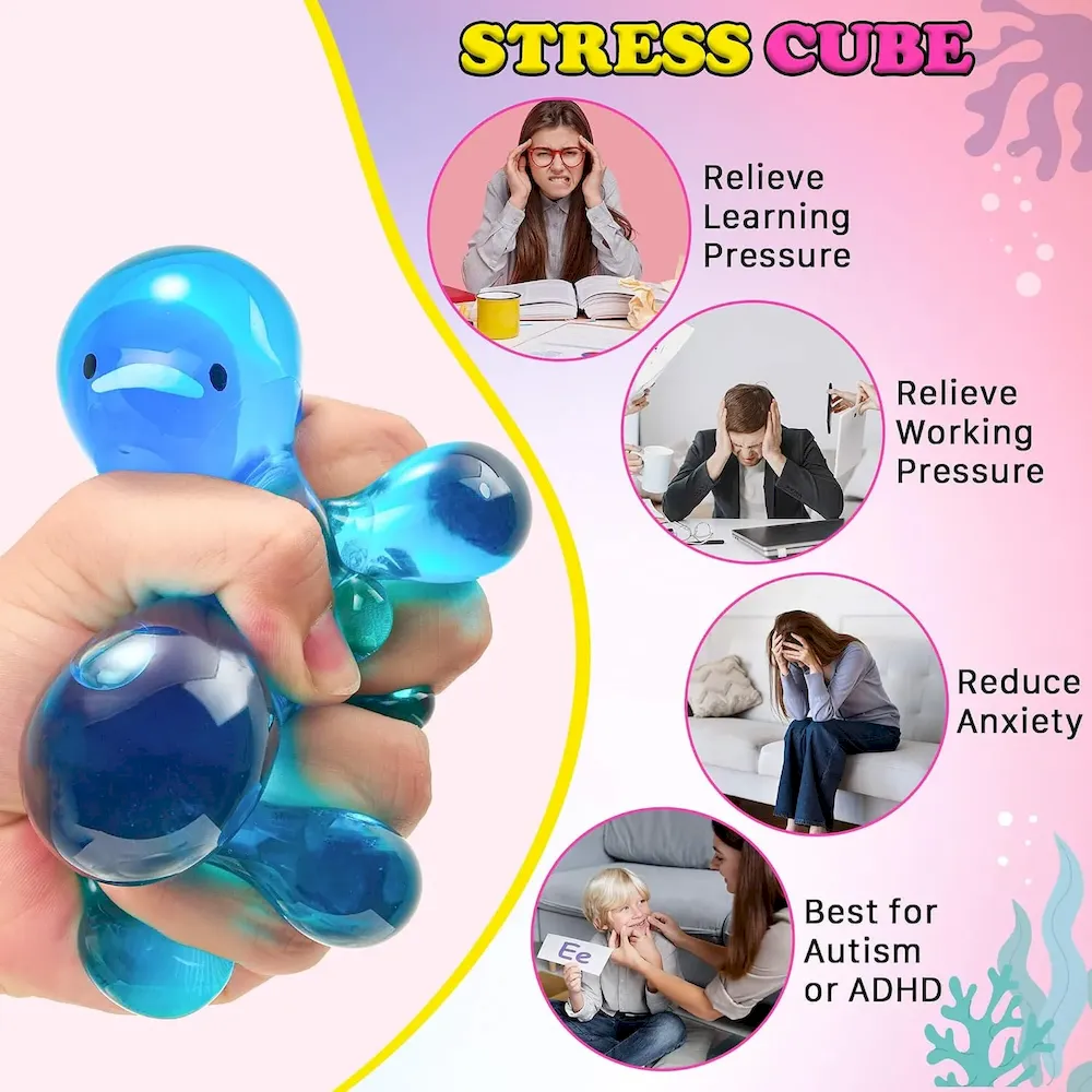 Premium Stress Cube Squishy Fidget Toys Kids Adults – Glow in The Dark Whale Squish Toy Sensory Toys for Kids with Autism Stress Balls for Kids Squeeze Toys for Anxiety Stress Relief Easter Basket Stuffers : Toys & Games - Image 5