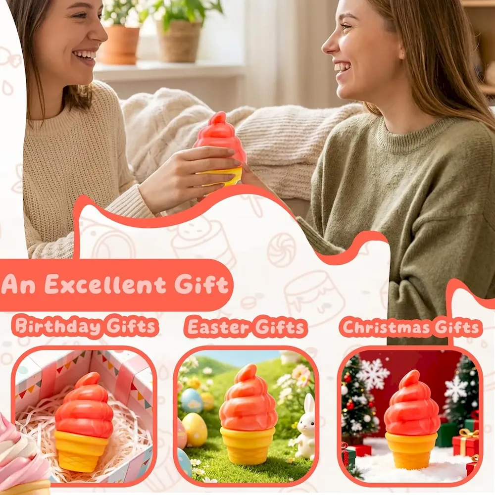 Premium Stress Relief Ice Cream Cone Squishy Toy – Play GORO Nice Cream Sensory Squeeze Fidget Toy. Soft Anti-Anxiety Toy for Kids Adults ADHD Autism : Toys & Games - Image 4
