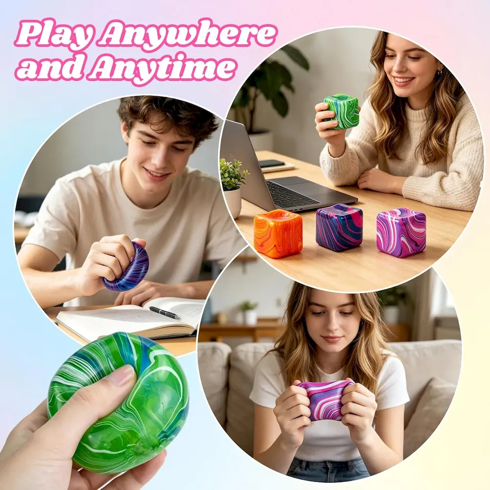 Premium Fidget Toys. Stress Cube.1.97 inch Swirl Stress Cube Squishy Toys. Swirl Cubes Squishies for for Anxiety Stress Relief & Easter Basket Suffers Classroom Prizes (Orange) : Toys & Games - Image 4