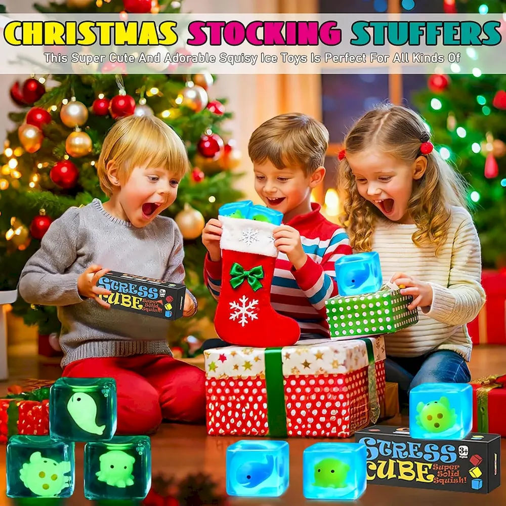Premium Stress Cube Squishy Fidget Toys Kids Adults – Glow in The Dark Whale Squish Toy Sensory Toys for Kids with Autism Stress Balls for Kids Squeeze Toys for Anxiety Stress Relief Easter Basket Stuffers : Toys & Games - Image 3
