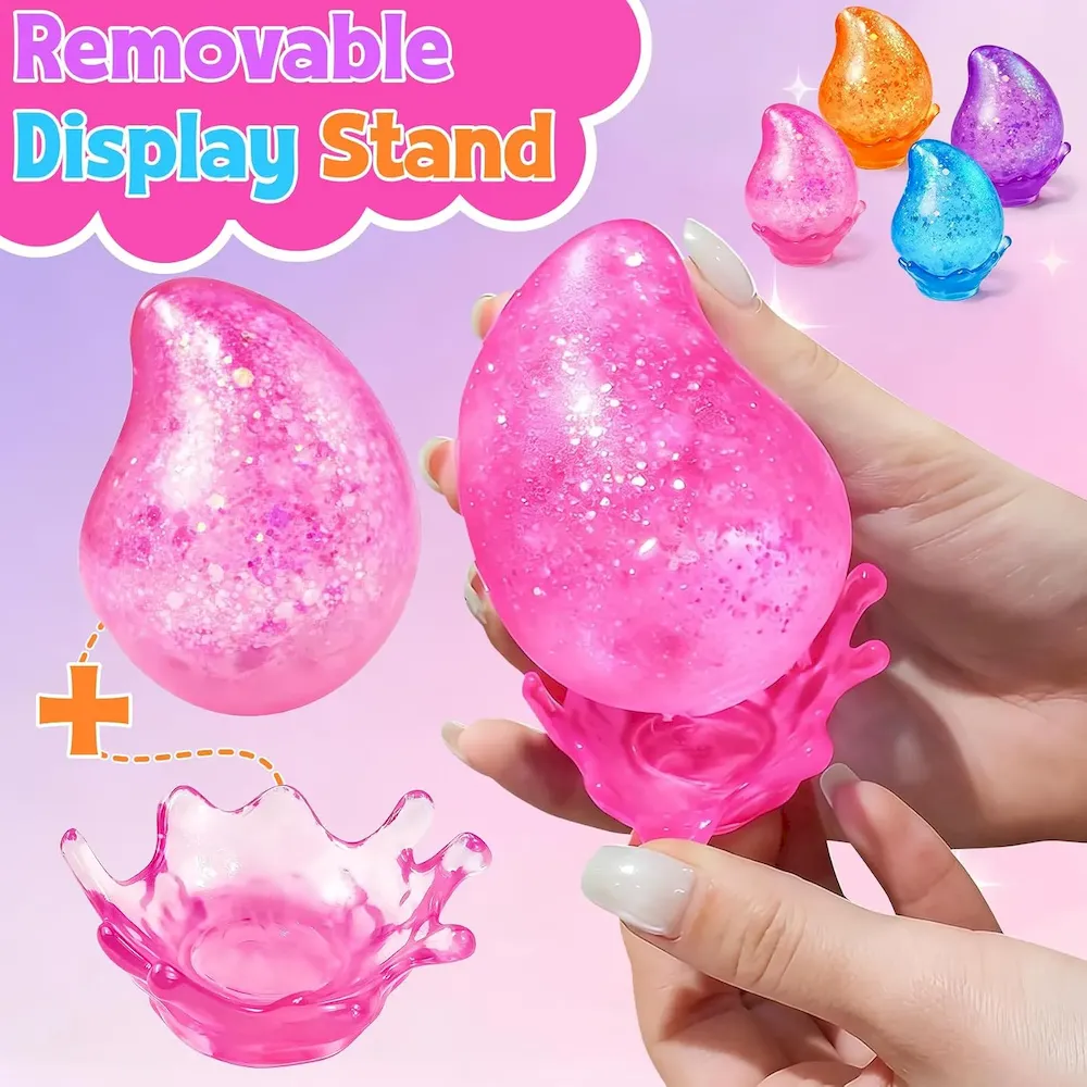 Premium MSYTIFOG 2 Pcs Stress Balls. Water Drop Squishies Squeeze Toys. Stress Relief Fidget Sensory Toy for Kids with Autism. Nice Stress Cube-Drop Gifts for Anxiety Relief Office Easter Birthday (Blue&Pink) : Toys & Games - Image 3