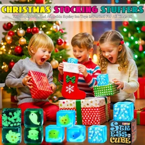 Alternative view of Premium Squishy Fidget Toys Adults Stress Cube – Glow in The Dark Snowflakes Sensory Toys for Kids with Autism Stress Balls for Kids Teens Squeeze Squishy Toys Easter Basket Stuffers : Toys & Games