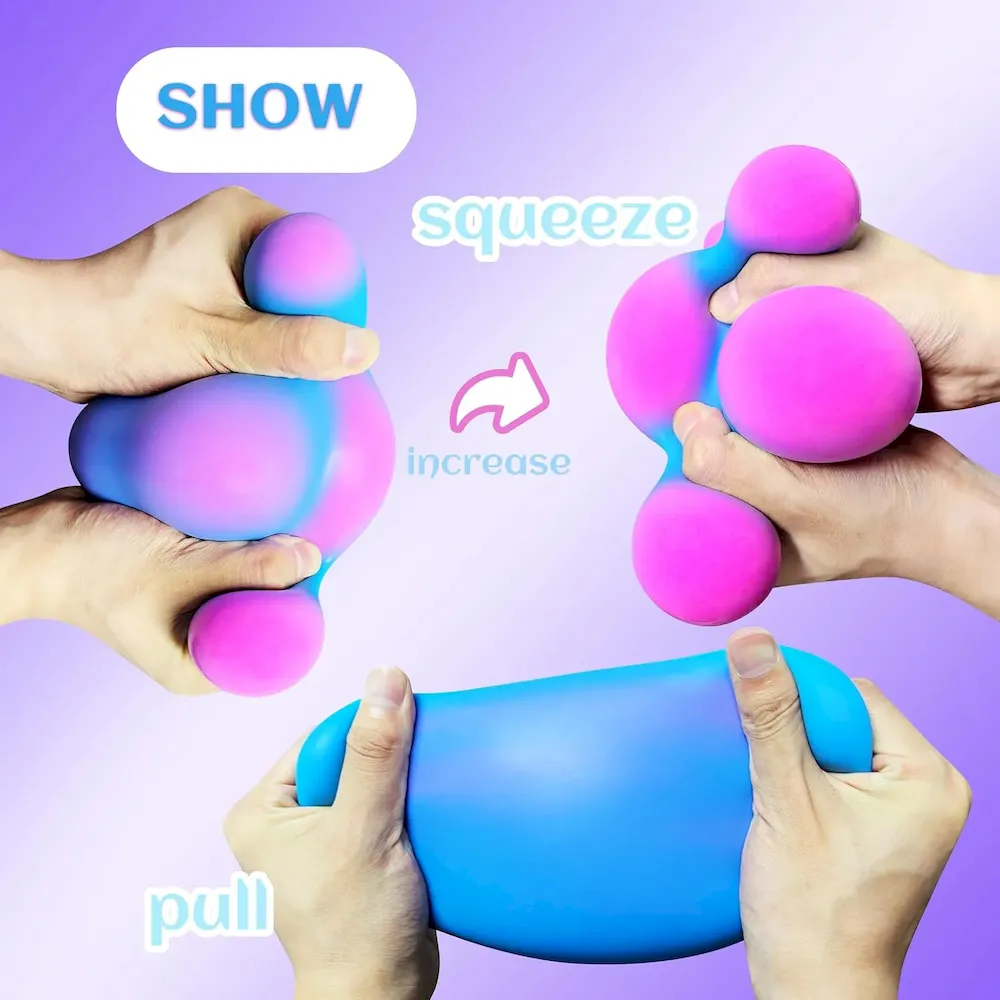 Premium Giant Squishy Stress Balls for Kids and Adults. 4-inch Jumbo Squeeze Balls. Stretchy Dough Stress Ball Squishy Toys for Kids Party Favors. Sensory Toys | Blue Color Changing Stress Relief Balls : Toys & Games - Image 3
