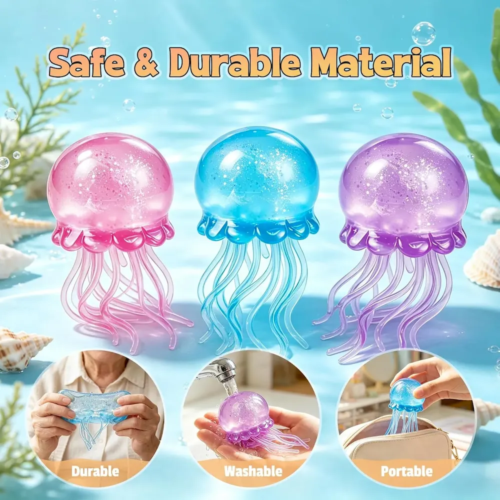 Premium Jellyfish Squeeze Toy.2.16inch Jellyfish Squishy Malt Sugar Balls Filled Squishy Sensory Fidget Toy.Ultra Soft Moldable Slow Rise Stress Relief Toy for Adults Anxiety Relief(Purple) : Grocery & Gourmet Food - Image 3