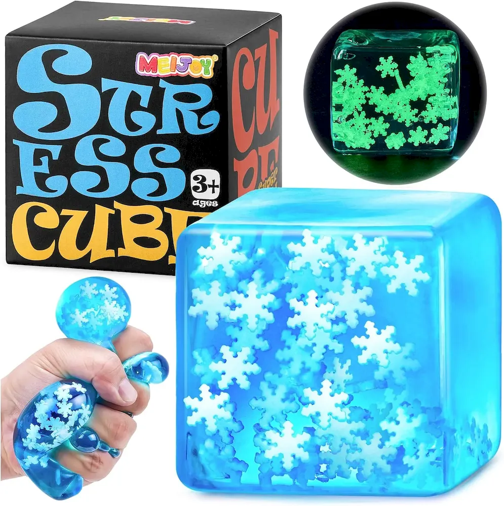 Premium Squishy Fidget Toys Adults Stress Cube – Glow in The Dark Snowflakes Sensory Toys for Kids with Autism Stress Balls for Kids Teens Squeeze Squishy Toys Easter Basket Stuffers : Toys & Games