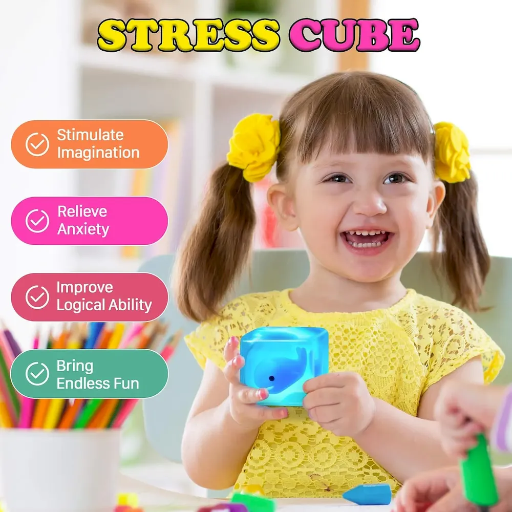 Premium Stress Cube Squishy Fidget Toys Kids Adults – Glow in The Dark Whale Squish Toy Sensory Toys for Kids with Autism Stress Balls for Kids Squeeze Toys for Anxiety Stress Relief Easter Basket Stuffers : Toys & Games - Image 7
