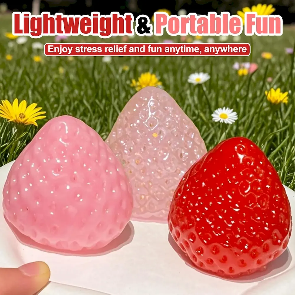 Premium 3Pcs Big Taba Squishies Strawberry. Cute Strawberry Squeeze Toys. Upgrade Fruit Squishies. Kawaii Sticky Stress Toy. Clear Fidget Toys. Valentines Gift for Kids. Teen Boys Girls Birthday Gift Ideas : Toys & Games - Image 3