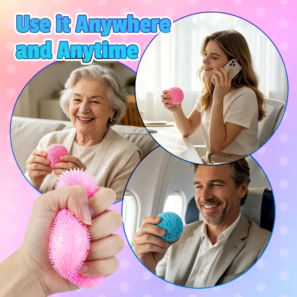 Premium Fuzz Ball Squishy Stress Ball .Fuzzball Squishy .Soft Fidget Toy for Anxiety Relief. Sensory Squishy Ball Calming Tactile Grip for Soft Stress Relief Ball for Kids and Adults (Pink) : Toys & Games - Image 5