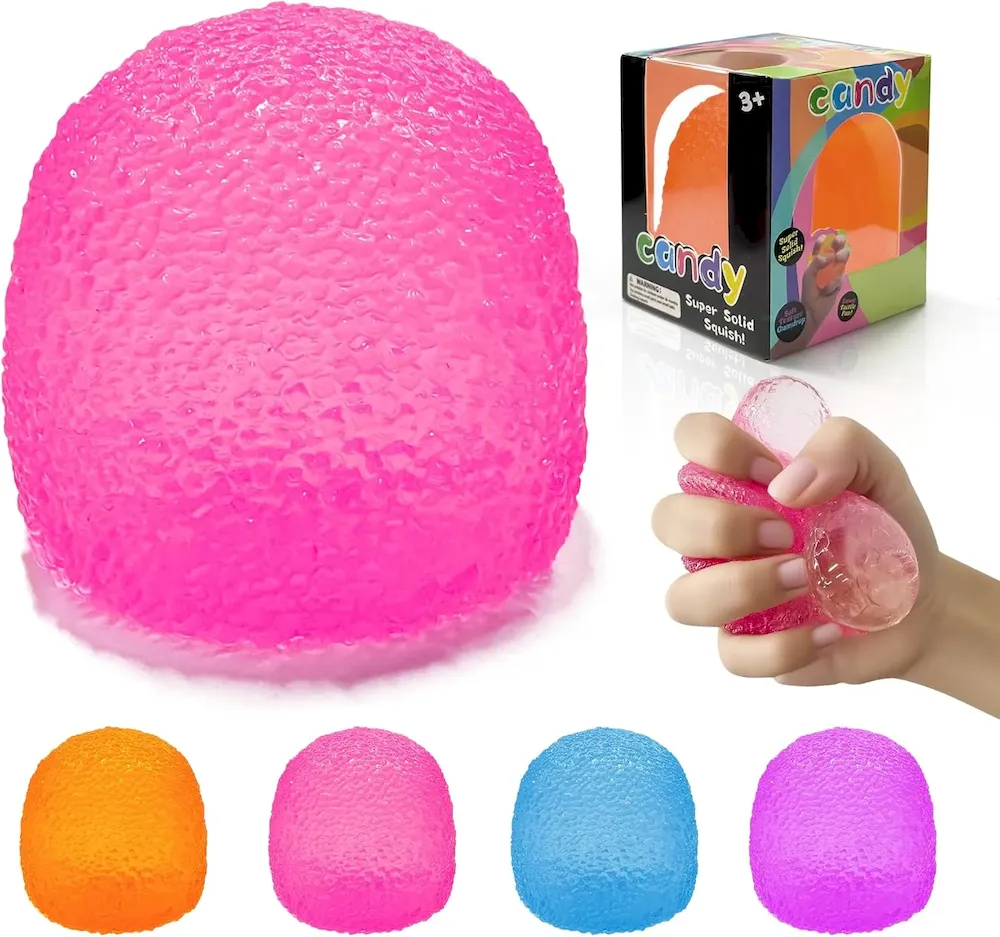 Premium Stress Balls-Gumdrop Squishy Stress for Kids and Adults. Super Solid Squeeze Ball. Sensory for Stress Relief. Birthday. Easter Basket Stuffers and Party Favors(Pink) : Toys & Games