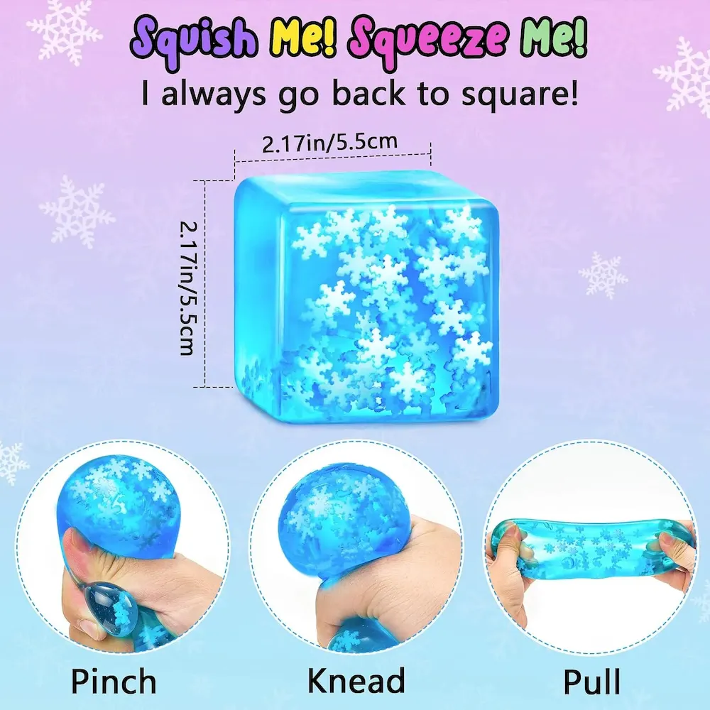 Premium Squishy Fidget Toys Adults Stress Cube – Glow in The Dark Snowflakes Sensory Toys for Kids with Autism Stress Balls for Kids Teens Squeeze Squishy Toys Easter Basket Stuffers : Toys & Games - Image 5