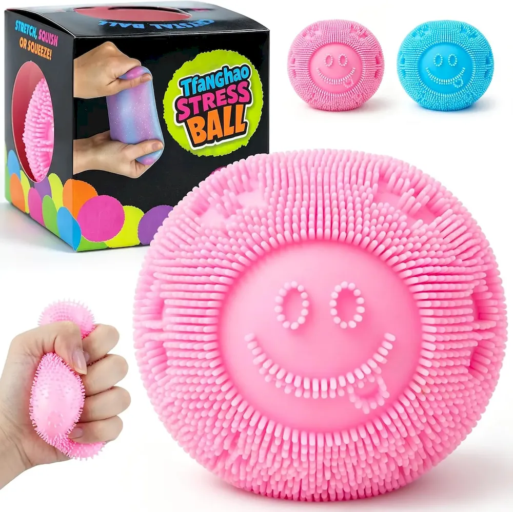 Premium Fuzz Ball Squishy Stress Ball .Fuzzball Squishy .Soft Fidget Toy for Anxiety Relief. Sensory Squishy Ball Calming Tactile Grip for Soft Stress Relief Ball for Kids and Adults (Pink) : Toys & Games