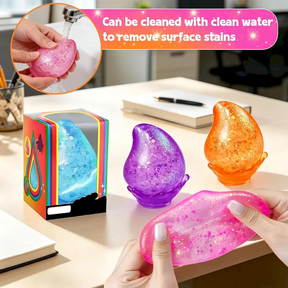 Premium MSYTIFOG 2 Pcs Stress Balls. Water Drop Squishies Squeeze Toys. Stress Relief Fidget Sensory Toy for Kids with Autism. Nice Stress Cube-Drop Gifts for Anxiety Relief Office Easter Birthday (Blue&Pink) : Toys & Games - Image 6