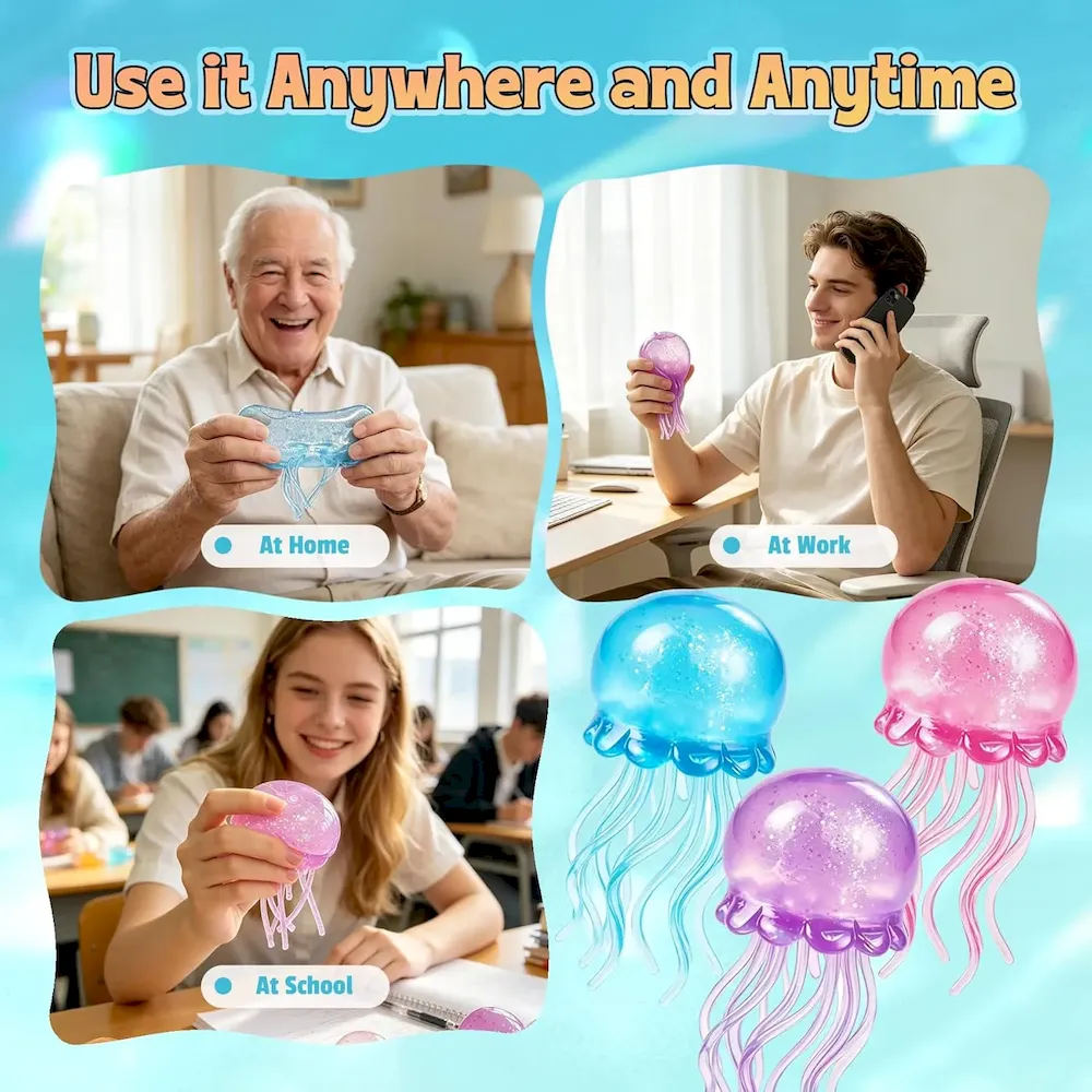 Premium Jellyfish Squeeze Toy.2.16inch Jellyfish Squishy Malt Sugar Balls Filled Squishy Sensory Fidget Toy.Ultra Soft Moldable Slow Rise Stress Relief Toy for Adults Anxiety Relief(Purple) : Grocery & Gourmet Food - Image 5