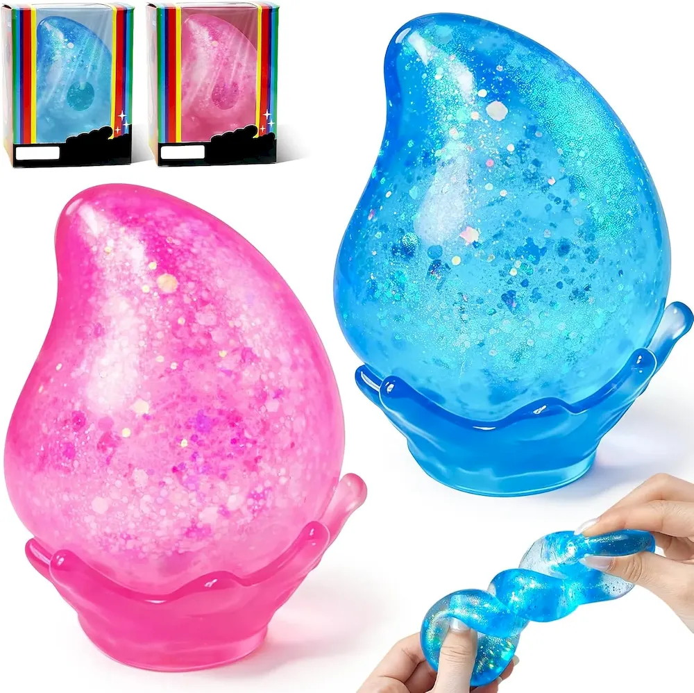 Premium MSYTIFOG 2 Pcs Stress Balls. Water Drop Squishies Squeeze Toys. Stress Relief Fidget Sensory Toy for Kids with Autism. Nice Stress Cube-Drop Gifts for Anxiety Relief Office Easter Birthday (Blue&Pink) : Toys & Games