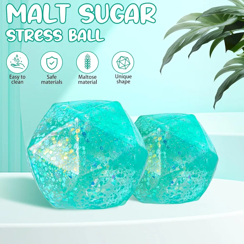 Premium Stress Cube Squishy Stress Balls for Adults and Kids. Ice Squishy Sugar Stress Ball Sensory Fidget Toys. Slow Rise Squeeze Cube for Anxiety Relief. Malt Sugar Stress Cube for Hand Exercise (Cyan) : Toys & Games - Image 4