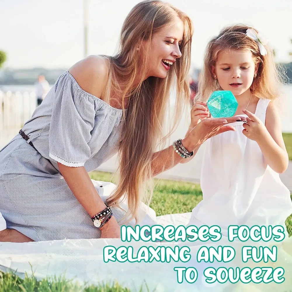 Premium Stress Cube Squishy Stress Balls for Adults and Kids. Ice Squishy Sugar Stress Ball Sensory Fidget Toys. Slow Rise Squeeze Cube for Anxiety Relief. Malt Sugar Stress Cube for Hand Exercise (Cyan) : Toys & Games - Image 6