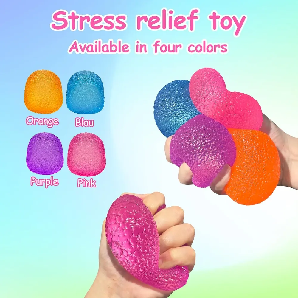 Premium Stress Balls-Gumdrop Squishy Stress for Kids and Adults. Super Solid Squeeze Ball. Sensory for Stress Relief. Birthday. Easter Basket Stuffers and Party Favors(Pink) : Toys & Games - Image 3