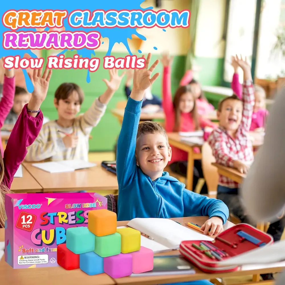 Premium 12 Pack Slow Rising Stress Cube. Dough Stress Balls Squishy Fidget Toys for Anxiety Relief. Soft Fidget Cube. Pull Stretch Squishy Toys for Classroom Prize. Party Favors for Kids Adults : Toys & Games - Image 7
