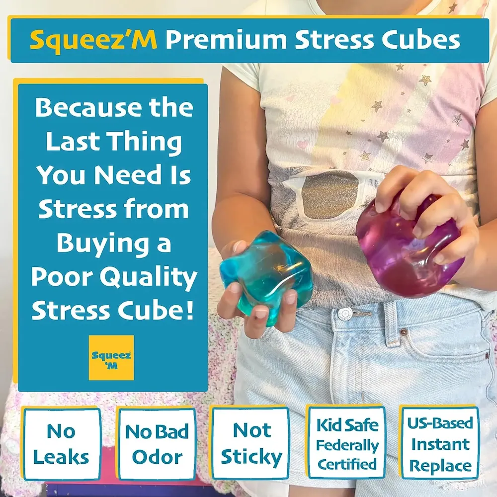 Premium Original Big Block Squeez’M Cube C 35% Larger Than The Standard Squishy Cube. Sensory Fidget Toy for Kids & Adults. Stress Relief. Focus & Play C Durable. Gift-Ready C ASTM Certified 3+ : Toys & Games - Image 2