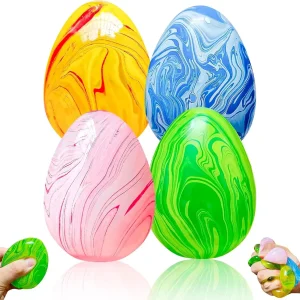 Premium 4Pack Easter Eggs Squishy Fidget Toys Squeeze Toys for Kids Girls Boys Colorful Marbled Squishy Balls Stress Balls Easter Egg Fillers Stress Relief Sensory Toys Anxiety Relief : Home & Kitchen