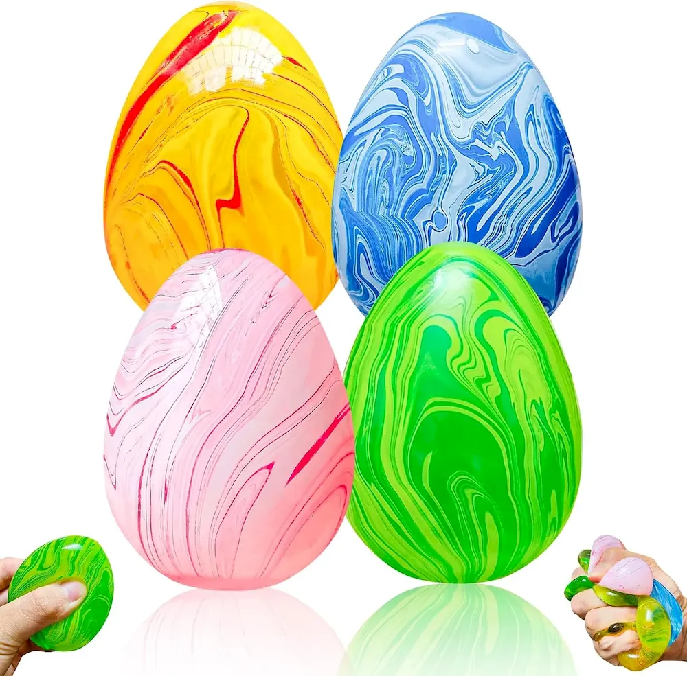 Premium 4Pack Easter Eggs Squishy Fidget Toys Squeeze Toys for Kids Girls Boys Colorful Marbled Squishy Balls Stress Balls Easter Egg Fillers Stress Relief Sensory Toys Anxiety Relief : Home & Kitchen