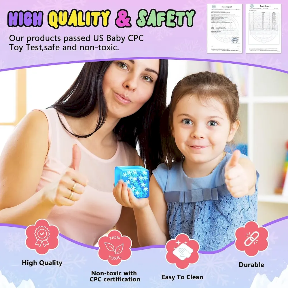 Premium Squishy Fidget Toys Adults Stress Cube – Glow in The Dark Snowflakes Sensory Toys for Kids with Autism Stress Balls for Kids Teens Squeeze Squishy Toys Easter Basket Stuffers : Toys & Games - Image 6