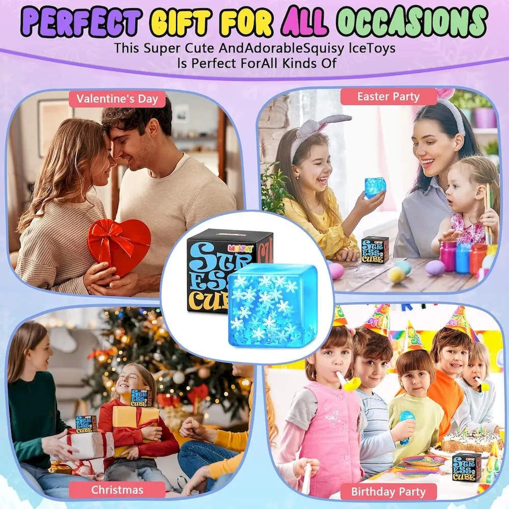 Premium Squishy Fidget Toys Adults Stress Cube – Glow in The Dark Snowflakes Sensory Toys for Kids with Autism Stress Balls for Kids Teens Squeeze Squishy Toys Easter Basket Stuffers : Toys & Games - Image 8