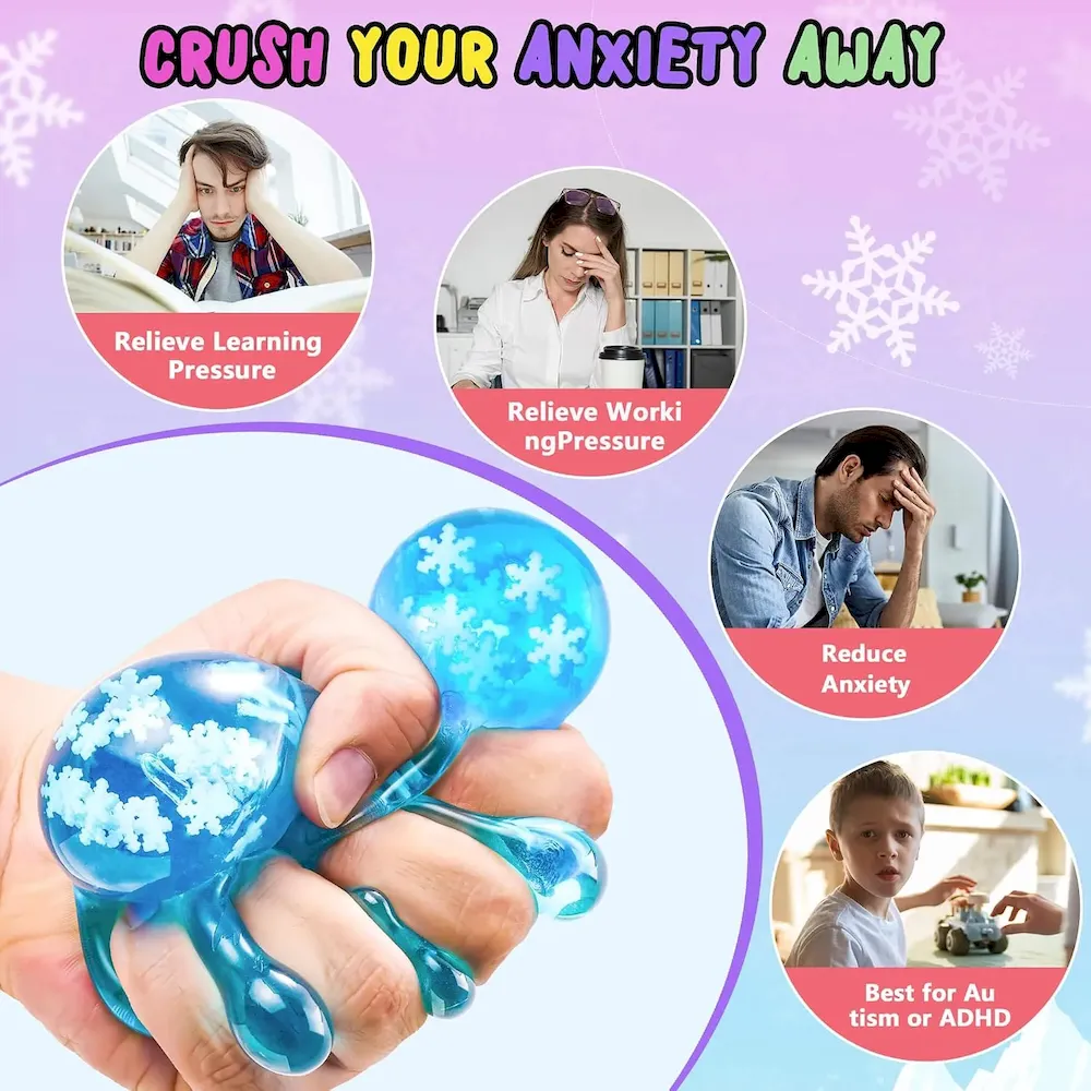 Premium Squishy Fidget Toys Adults Stress Cube – Glow in The Dark Snowflakes Sensory Toys for Kids with Autism Stress Balls for Kids Teens Squeeze Squishy Toys Easter Basket Stuffers : Toys & Games - Image 4